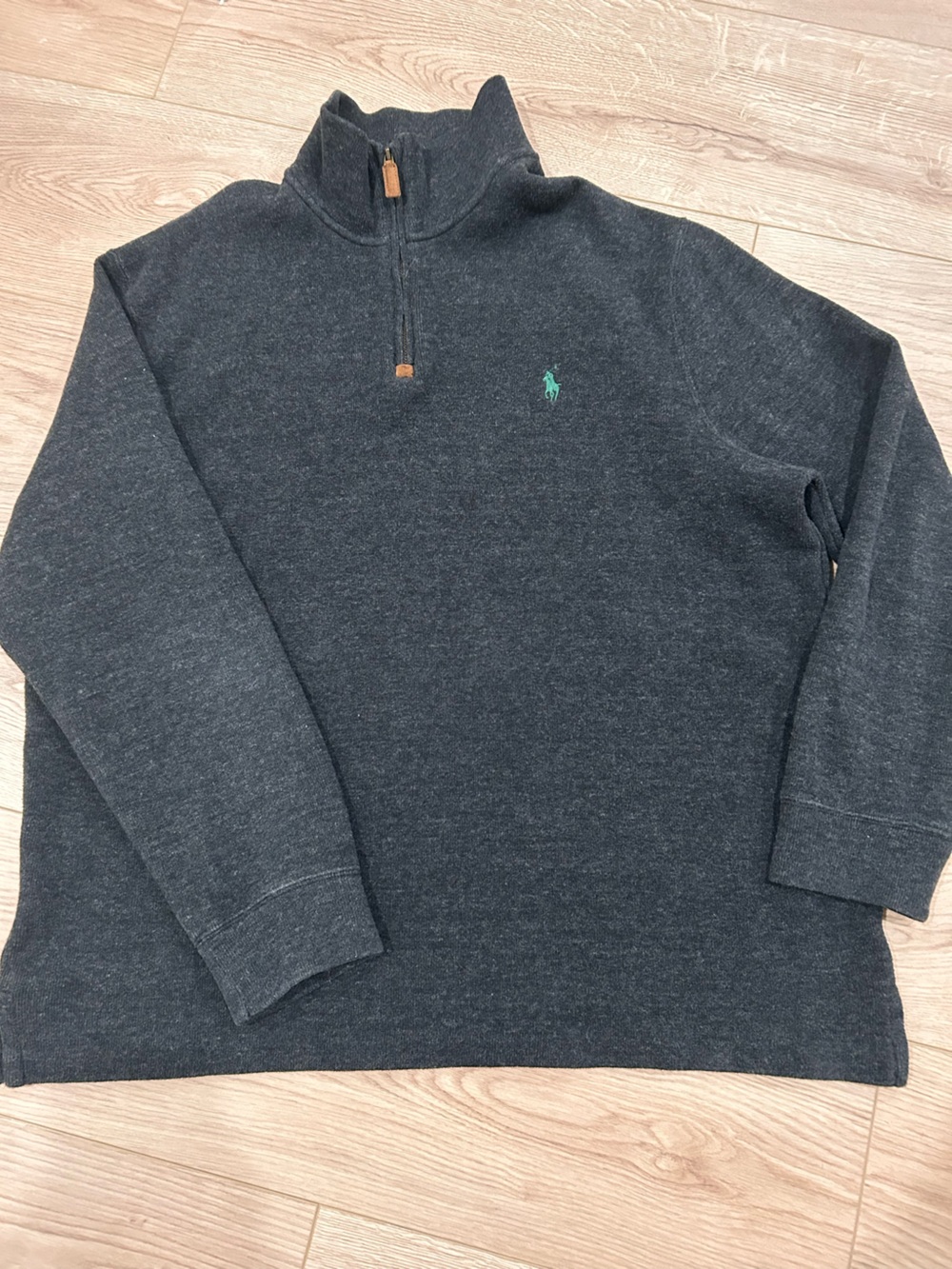 Polo Ralph Lauren Dark Charcoal Quarter-Zip Sweater with Green Pony Logo
